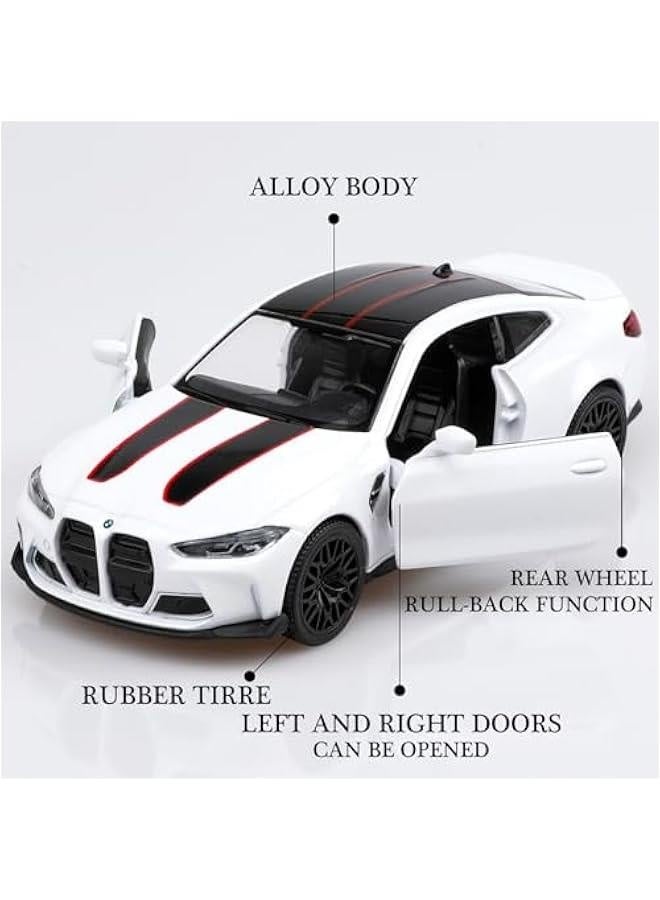 1/36 Scale BMW M4 CSL Diecast Model Cars,Pull Back Vehicles BMW M4 Toy Cars,Cars Gifts for Boys Girls (White) - Image 4