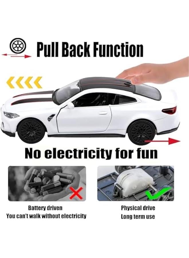 1/36 Scale BMW M4 CSL Diecast Model Cars,Pull Back Vehicles BMW M4 Toy Cars,Cars Gifts for Boys Girls (White) - Image 3