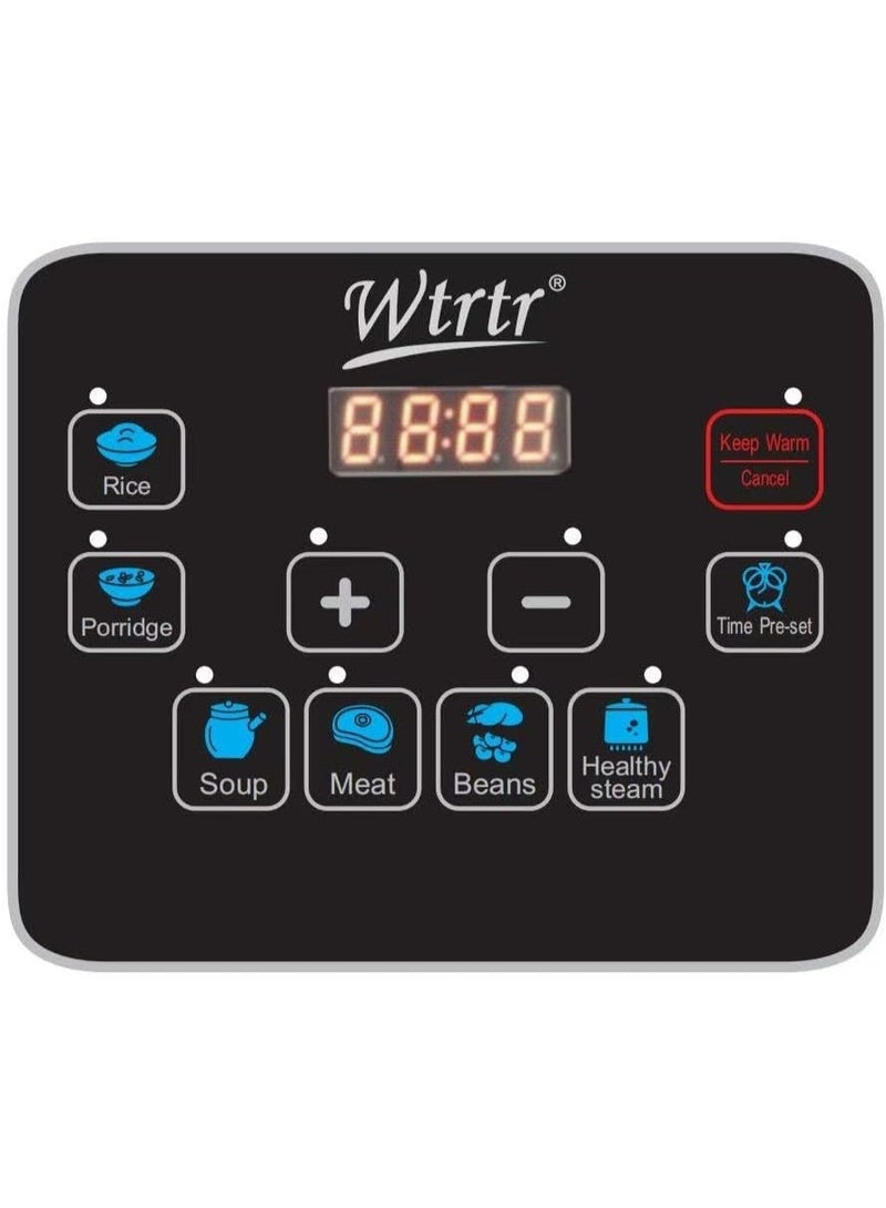 Wtrtr 9 Liters 1350W stainless steel electric pressure cooker, Slow, Rice Cooker, Yogurt, Cake Maker,Steamer and Warmer, Silver.perfect for larger families. WTR-9003 (9L) - Image 2