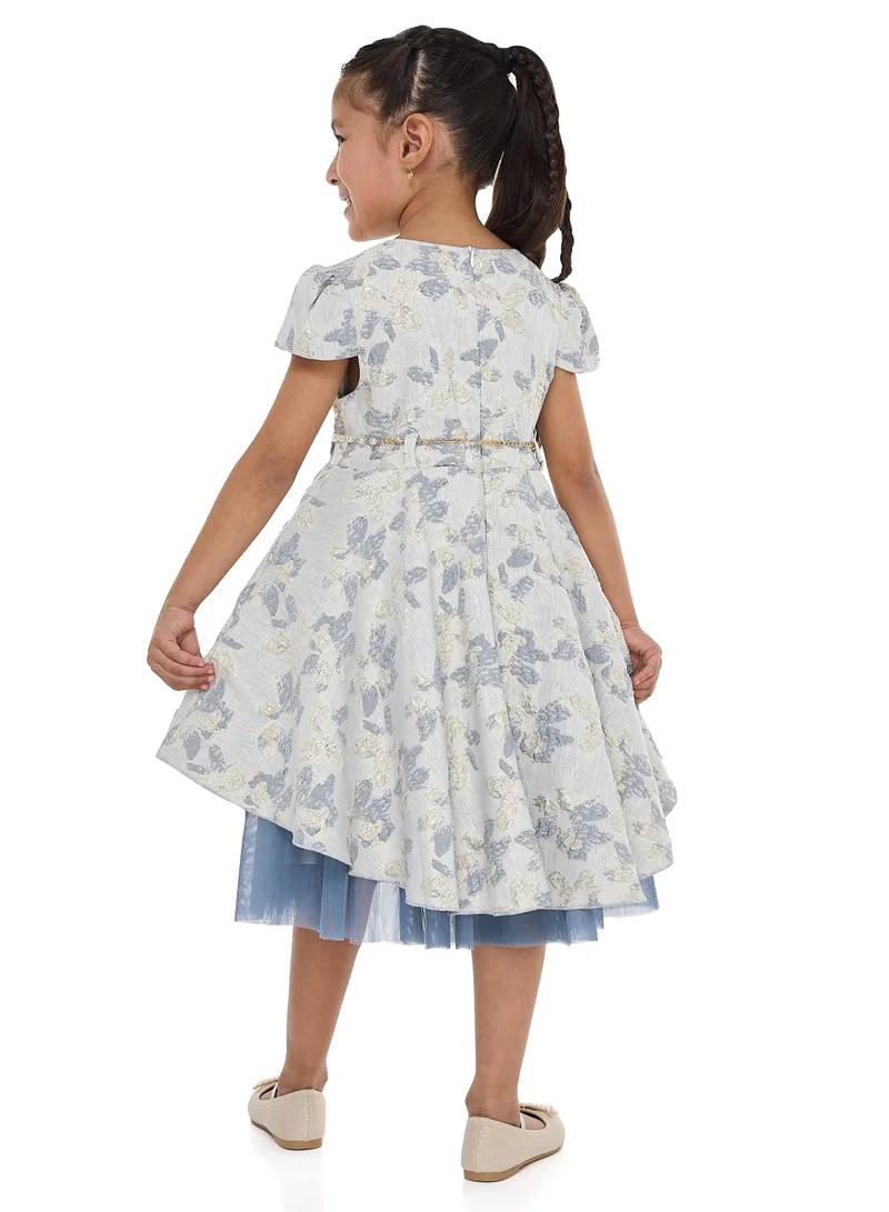 victor and jane Floral Overlay Dress