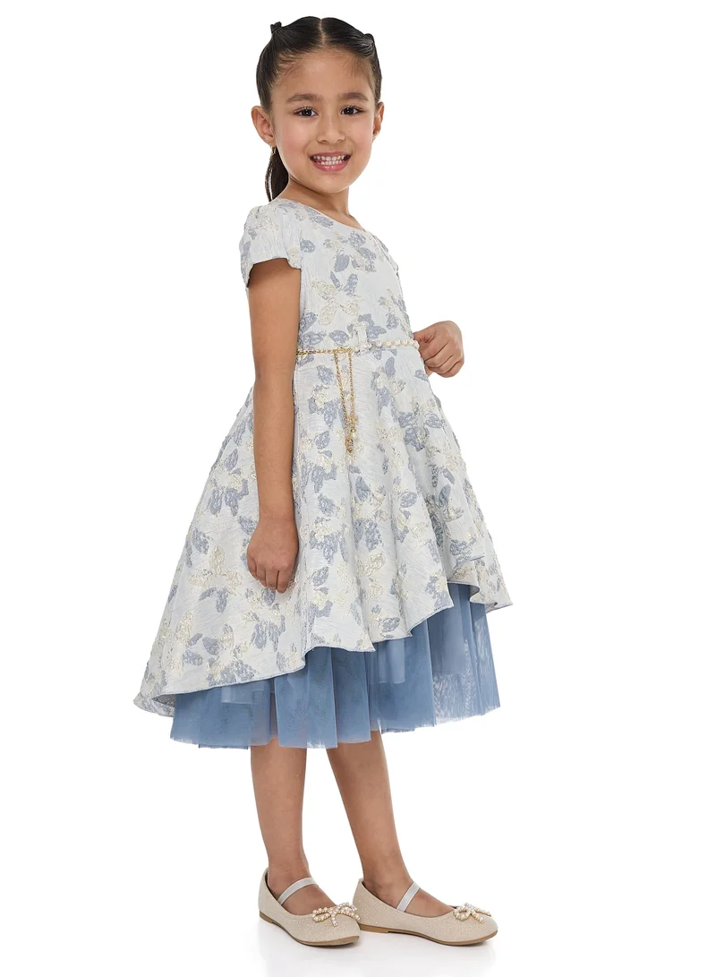 victor and jane Floral Overlay Dress
