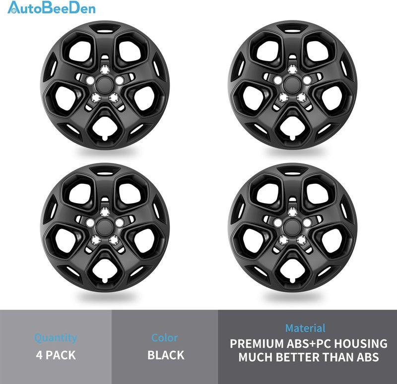 AutoBeeDen 4-Pack Hubcaps Wheel Covers for Ford Fusion 2010-2012, 17 Inch, Black - Image 3