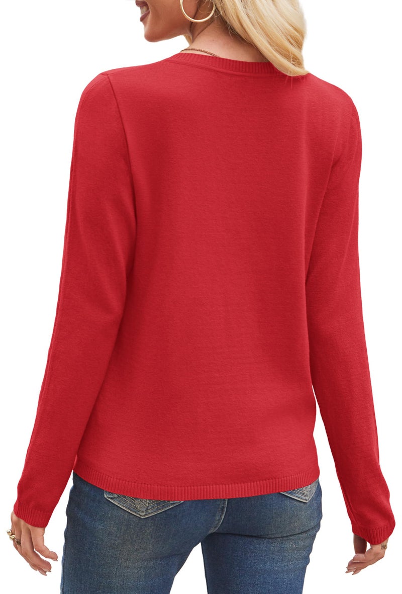 OFEEFAN Red Sweater for Woman Valentine's Day Shirts Going Out Spring Tops Date Night Outfits Long Sleeve Blouses Dressy Casual Fall Fashion 2026 L - Image 5