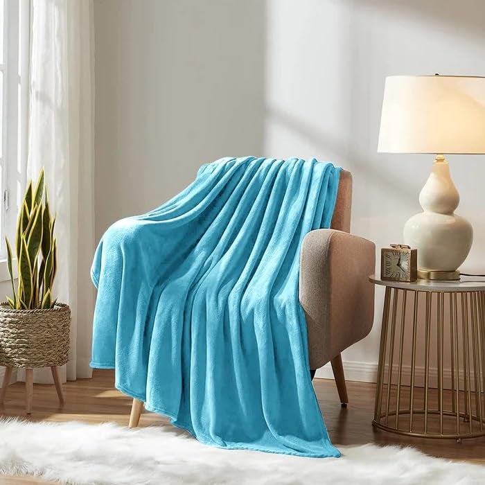 MORADO 190 GSM Flannel Super Soft Warm Single Blanket for Winters - 60x90 Inches, Aqua - Image 2