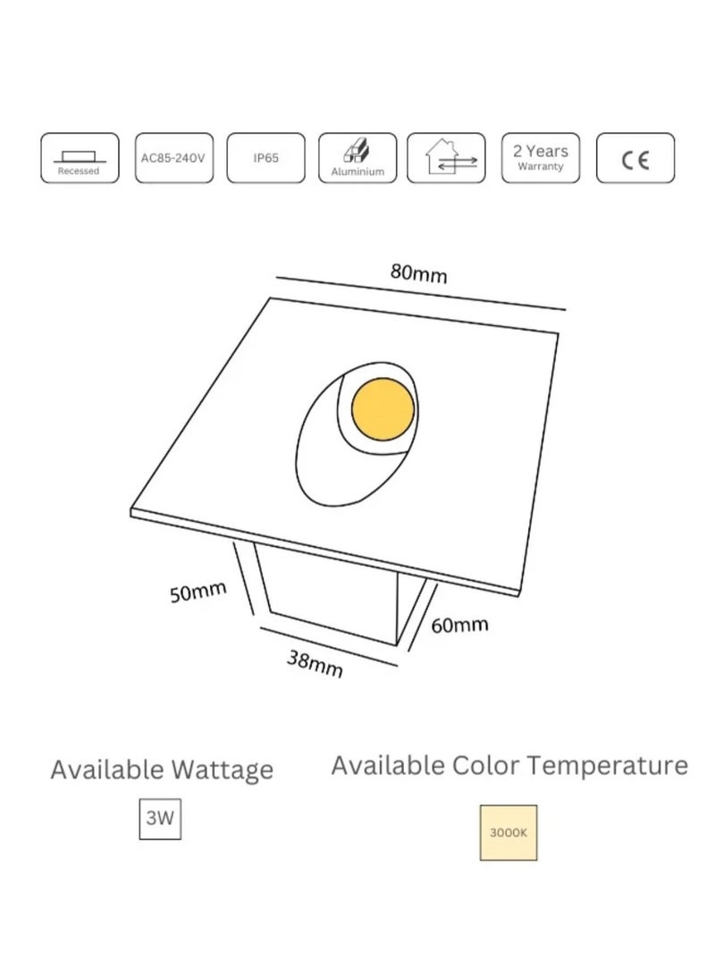 White Aluminium Step Light Square for Stairs Pathway - Image 4