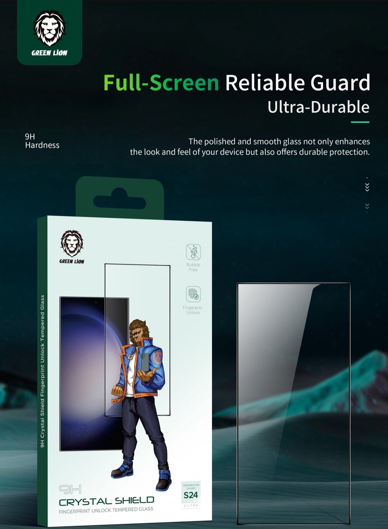 GREEN LION S24 Ultra 9H Crystal Shield / Fingerprint Unlock Tempered Glass / Bubble Free / Anti-Scratch - Clear - Image 2