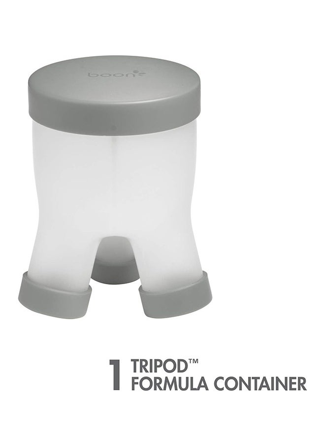 BOON Boon TRIPOD Formula Dispenser (Grey), Easy Baby Food Storage For Baby Food on the Go, Ideal for New Parents, Baby Accessories for Parents to Be, Contains Formula for 3 8oz Bottles  - Image 2