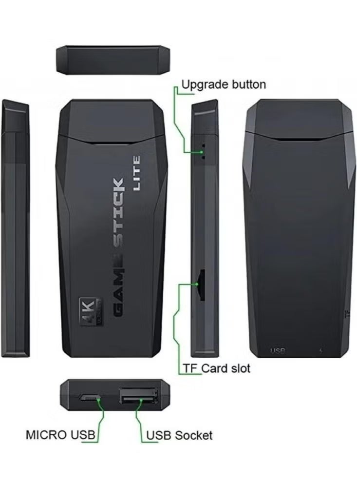 وحدة تحكم ألعاب 4K HD وحدة تحكم ألعاب فيديو 2.4G وحدة تحكم لاسلكية مزدوجة، وحدة تحكم ألعاب تلفزيون كلاسيكية 64 جيجابايت ريترو 10000 عصا ألعاب - Image 2