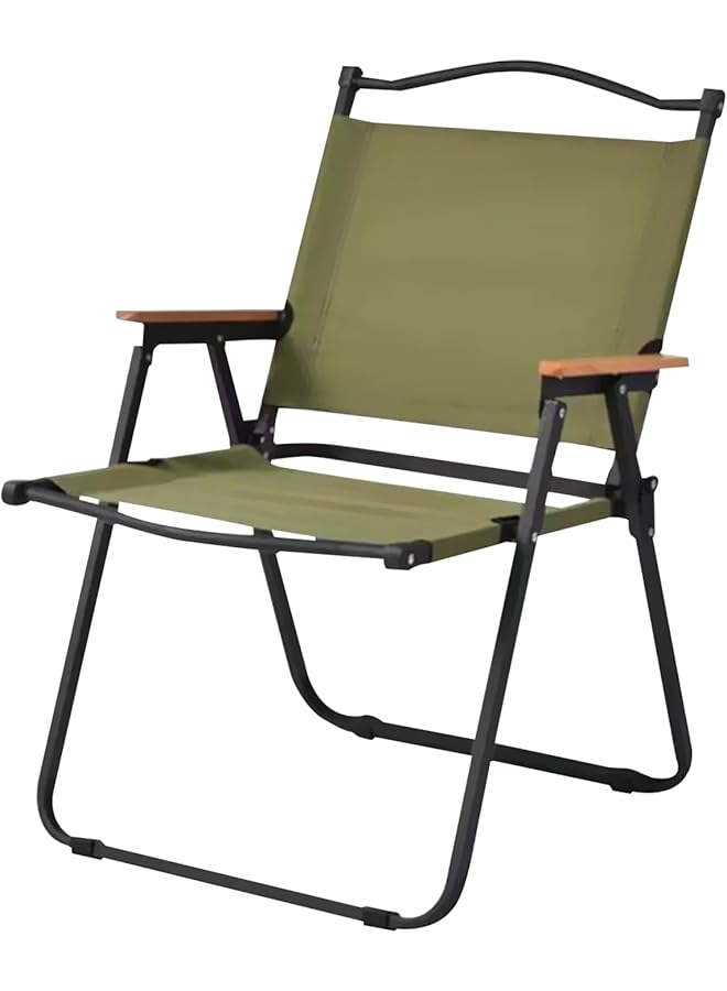Beauenty Folding Camping Chair, Outdoor Beach Chair With Solid Wood Armrest, Portable Ultralight Collapsible Fishing Chair, Lawn Adults Chairs For Garden,Beach, Backyard, Pool And Picnic (Style 1) - Image 1