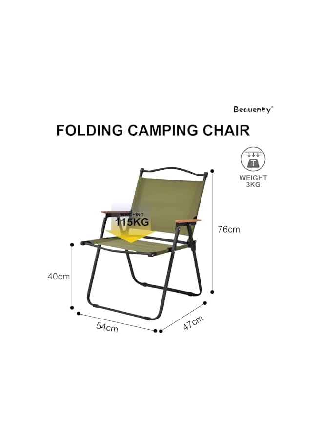Beauenty Folding Camping Chair, Outdoor Beach Chair With Solid Wood Armrest, Portable Ultralight Collapsible Fishing Chair, Lawn Adults Chairs For Garden,Beach, Backyard, Pool And Picnic (Style 1) - Image 3