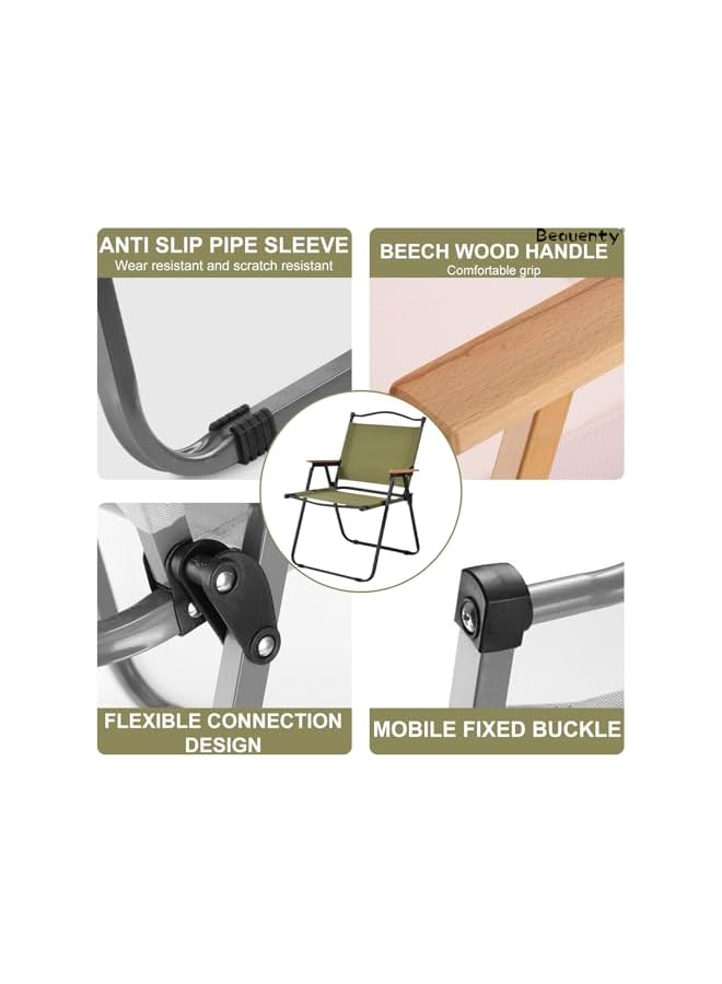 Beauenty Folding Camping Chair, Outdoor Beach Chair With Solid Wood Armrest, Portable Ultralight Collapsible Fishing Chair, Lawn Adults Chairs For Garden,Beach, Backyard, Pool And Picnic (Style 1) - Image 4