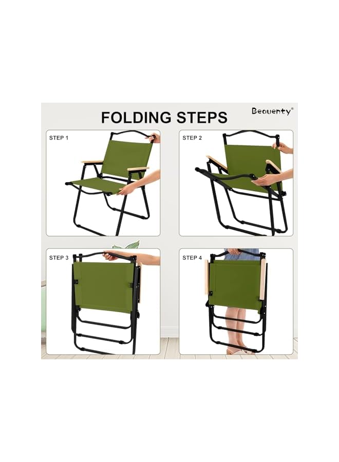 Beauenty Folding Camping Chair, Outdoor Beach Chair With Solid Wood Armrest, Portable Ultralight Collapsible Fishing Chair, Lawn Adults Chairs For Garden,Beach, Backyard, Pool And Picnic (Style 1) - Image 5