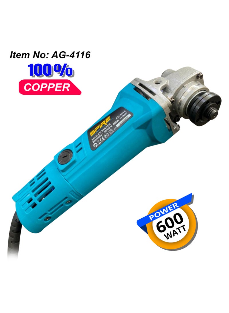 Spire Angle Grinder Cutter Machine Premium Quality 600W For Metal Grinding & Cutting, Self Locking Cap 220-240V/50-60Hz  - Image 3