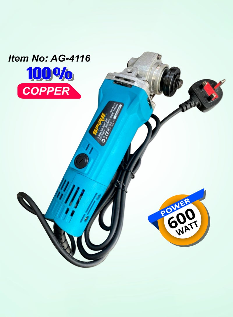 Spire Angle Grinder Cutter Machine Premium Quality 600W For Metal Grinding & Cutting, Self Locking Cap 220-240V/50-60Hz  - Image 4