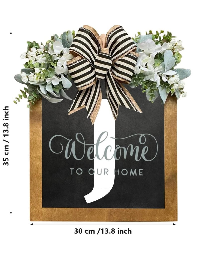 Bluejw Welcome Sign Creative Bowknot Letter Wreath In Front Of The Door Outdoor Decoration Props For The Courtyard 30x35CM - Image 2