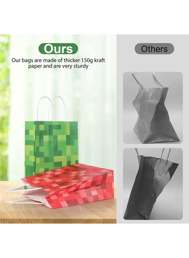 24 Pcs Pixel Party Favor Bags With Handles Birthday Video Game Supplies - Image 3