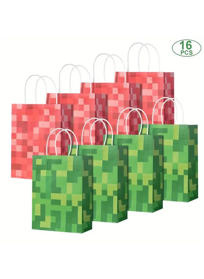 24 Pcs Pixel Party Favor Bags With Handles Birthday Video Game Supplies - Image 1
