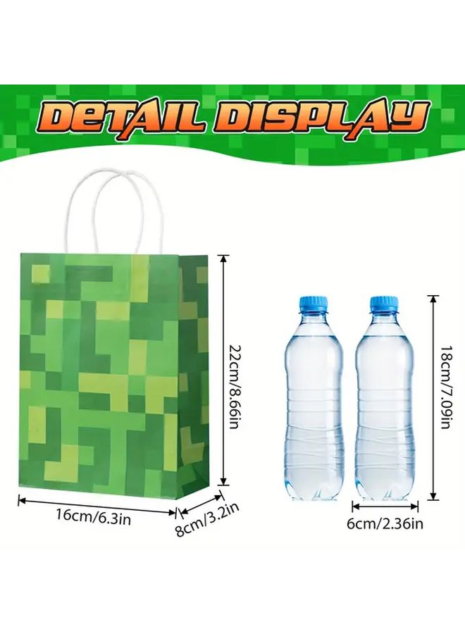 24 Pcs Pixel Party Favor Bags With Handles Birthday Video Game Supplies - Image 2