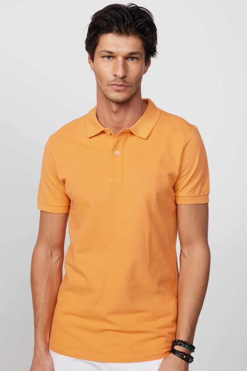 تودورس Men's Slim Fit Narrow Cut Cotton Plain Pique Puppy Color Polo Collar T-Shirt