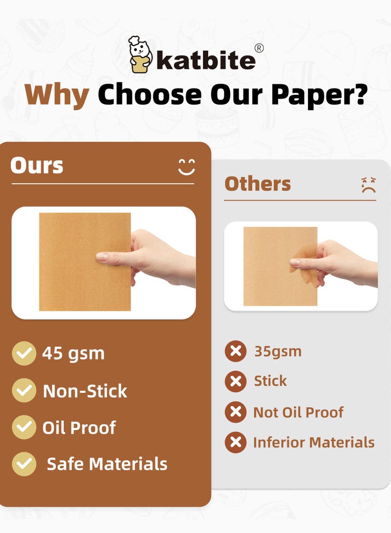 Katbite 300Pcs 6x6 Inches Patty Paper, Burger Patty Paper, Unbleached Parchment Sheets, Heavy Duty & Non-Stick, Squares for Seperating Patty, Cookies, Storing Foods Wrapping Candies - Image 3