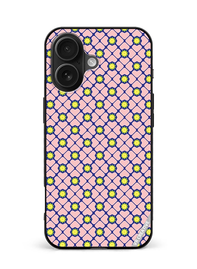 VR CREATIVE Protective Case Cover For Apple iPhone 16 Abstract Clover Leaves Geometric Retro Design Multicolour