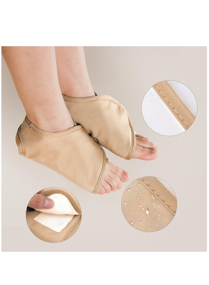 Excefore 2 Pcs Ankle Organic Castor Oil Pack, Comfortable Castor Oil Pack Wrap for Feet Castor Oil Compress Wrap For Women Ankle Support, Castor Oil Not Included, Khaki - Image 5