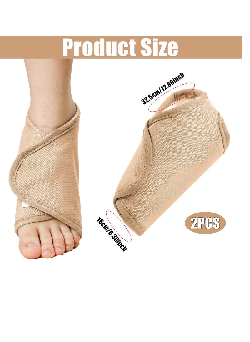 Excefore 2 Pcs Ankle Organic Castor Oil Pack, Comfortable Castor Oil Pack Wrap for Feet Castor Oil Compress Wrap For Women Ankle Support, Castor Oil Not Included, Khaki - Image 2