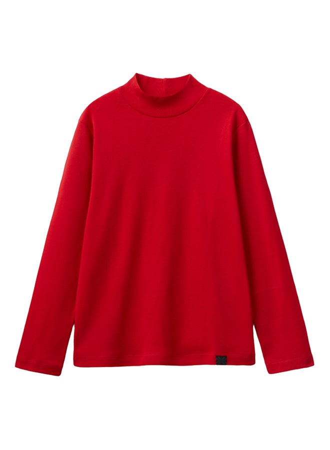 Benetton Boys Rubbed Knit Turtleneck T-Shirt