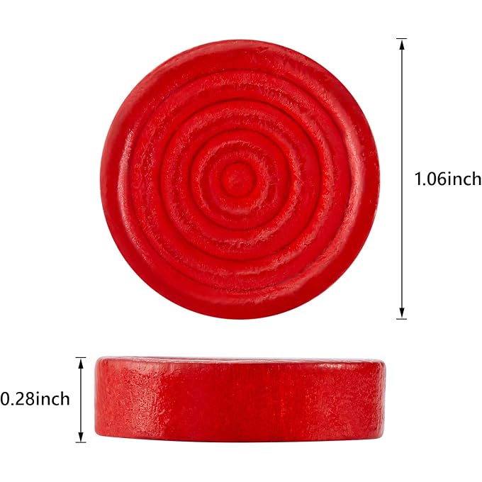 Skylety 72 Pcs Wooden Checkers Pieces 1.06 Inch Checkers Pieces Only Stackable Ridge in Drawstring Storage Pouch for Backgammon(Red, Black) - Image 3