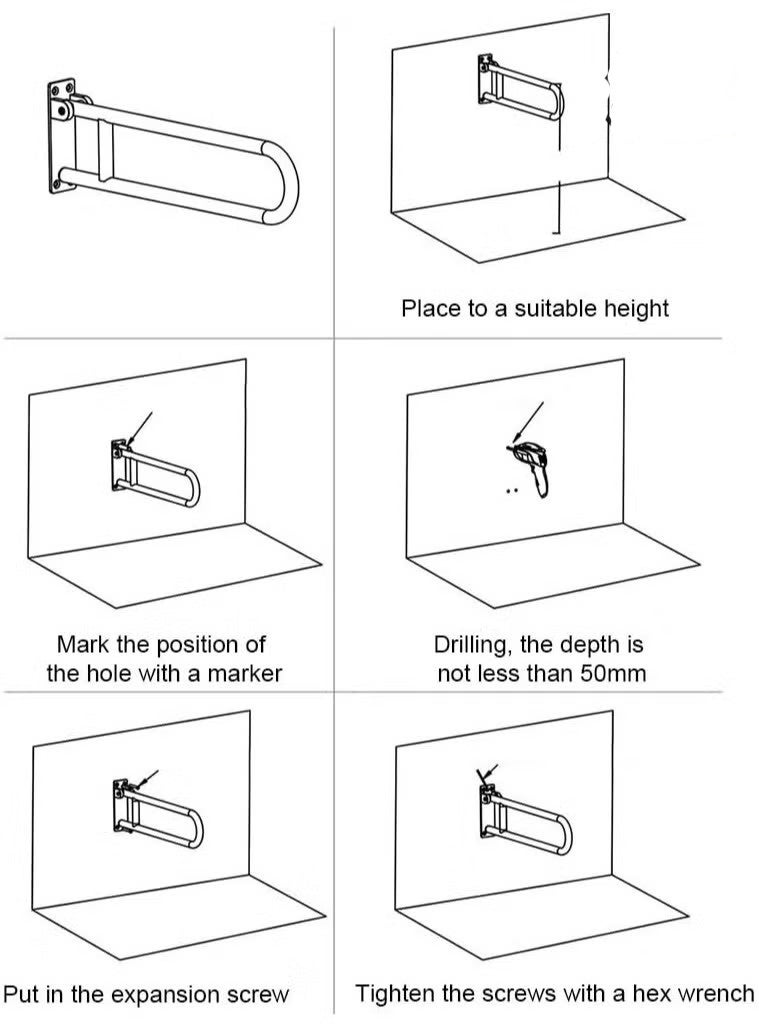 Beauenty Handicap Grab Bars Rails 23.6 Inch Toilet Handrails Bathroom Safety Bar Hand Support Rail Handicapped Handrail Accessories for Seniors Elderly Disabled Mounted Bath Grips - Image 5