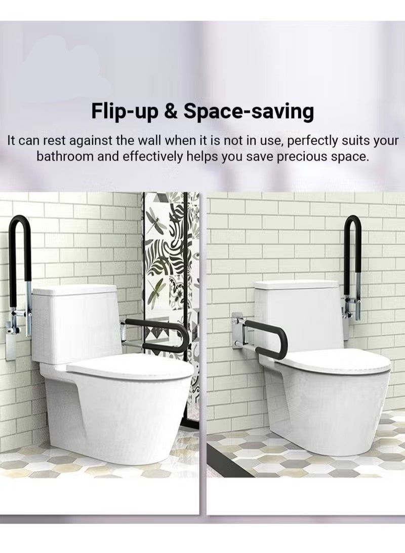 Beauenty Handicap Grab Bars Rails 23.6 Inch Toilet Handrails Bathroom Safety Bar Hand Support Rail Handicapped Handrail Accessories for Seniors Elderly Disabled Mounted Bath Grips - Image 2