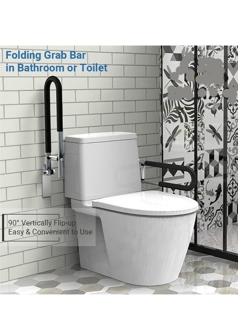 Beauenty Handicap Grab Bars Rails 23.6 Inch Toilet Handrails Bathroom Safety Bar Hand Support Rail Handicapped Handrail Accessories for Seniors Elderly Disabled Mounted Bath Grips - Image 3