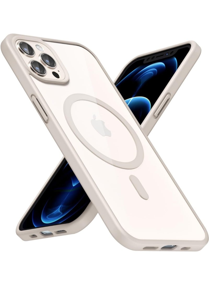 أكاليكس جراب مغناطيسي لهاتف iPhone 13 and iPhone 14 [مقاوم للصدمات ونحيف]، غطاء خلفي صلب شفاف مع حماية فائقة |تيتانيوم طبيعي - Image 1