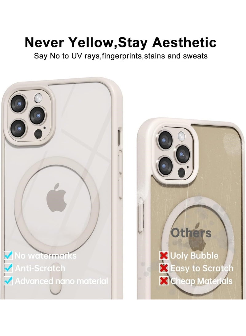 أكاليكس جراب مغناطيسي لهاتف iPhone 13 and iPhone 14 [مقاوم للصدمات ونحيف]، غطاء خلفي صلب شفاف مع حماية فائقة |تيتانيوم طبيعي - Image 4