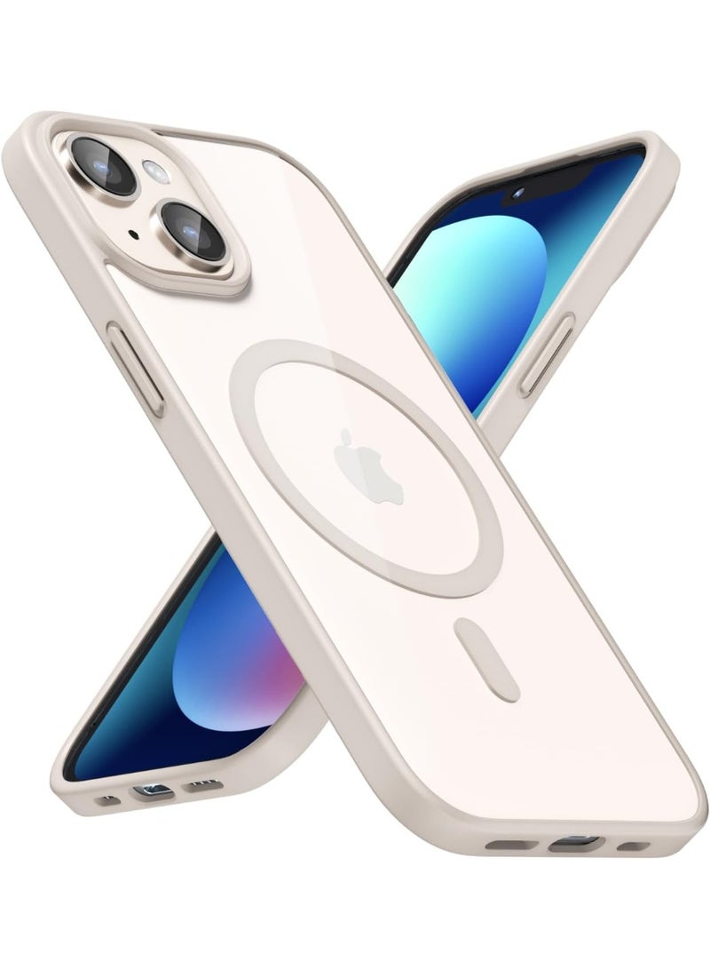 أكاليكس جراب مغناطيسي لهاتف iPhone 13 and iPhone 14 [مقاوم للصدمات ونحيف]، غطاء خلفي صلب شفاف مع حماية فائقة |تيتانيوم طبيعي - Image 1