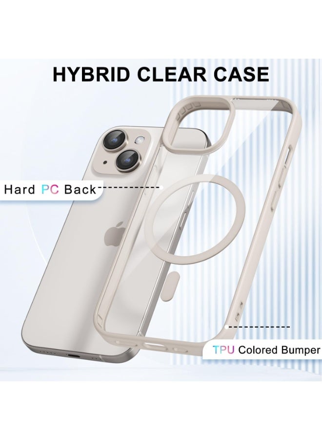 أكاليكس جراب مغناطيسي لهاتف iPhone 13 and iPhone 14 [مقاوم للصدمات ونحيف]، غطاء خلفي صلب شفاف مع حماية فائقة |تيتانيوم طبيعي - Image 5