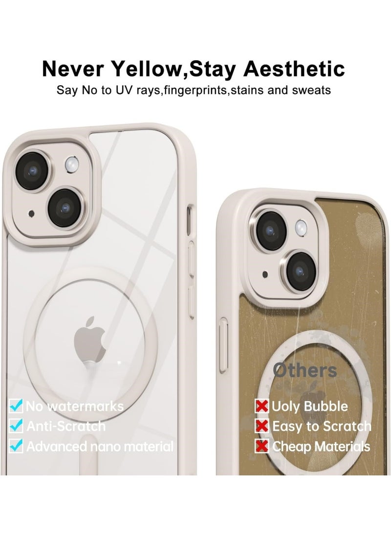 أكاليكس جراب مغناطيسي لهاتف iPhone 13 and iPhone 14 [مقاوم للصدمات ونحيف]، غطاء خلفي صلب شفاف مع حماية فائقة |تيتانيوم طبيعي - Image 4