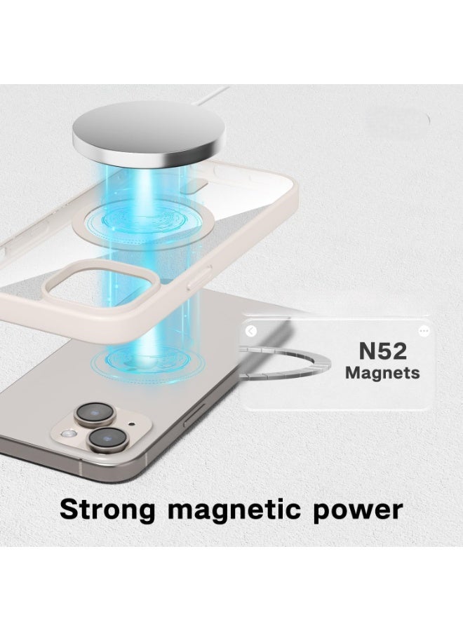 أكاليكس جراب مغناطيسي لهاتف iPhone 13 and iPhone 14 [مقاوم للصدمات ونحيف]، غطاء خلفي صلب شفاف مع حماية فائقة |تيتانيوم طبيعي - Image 3
