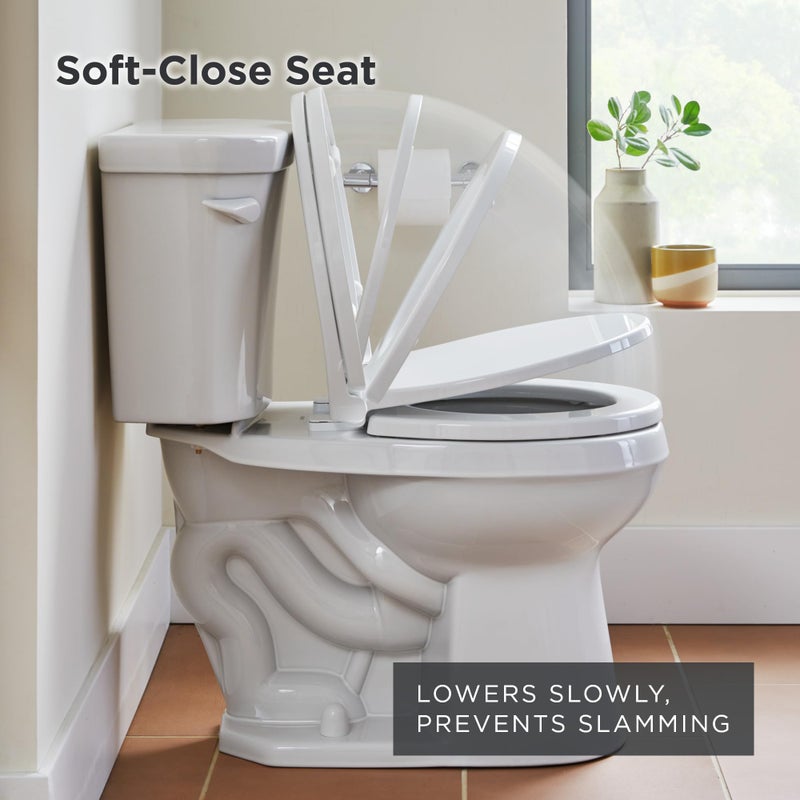 Gerber Round Front Toilet Seat with Cover, Soft Close, No Slam, Quick & Easy Install, Heavy-Duty Plastic, Durable & Fade-Resistant, White GC550129 - Image 4