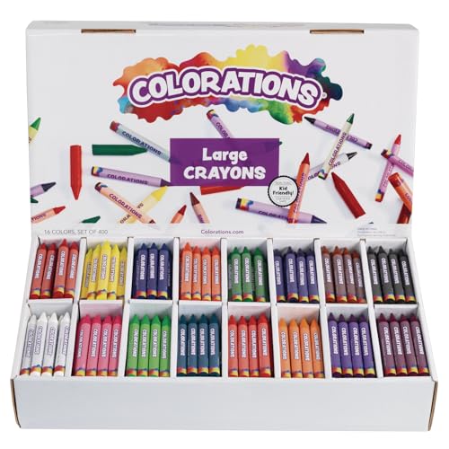 Colorations Large Crayon Classroom Pack, 400 Count, 16 Colors, Non-Toxic, Kids School Supplies - Bulk Jumbo Crayons for Toddlers, Arts and Crafts - Image 1