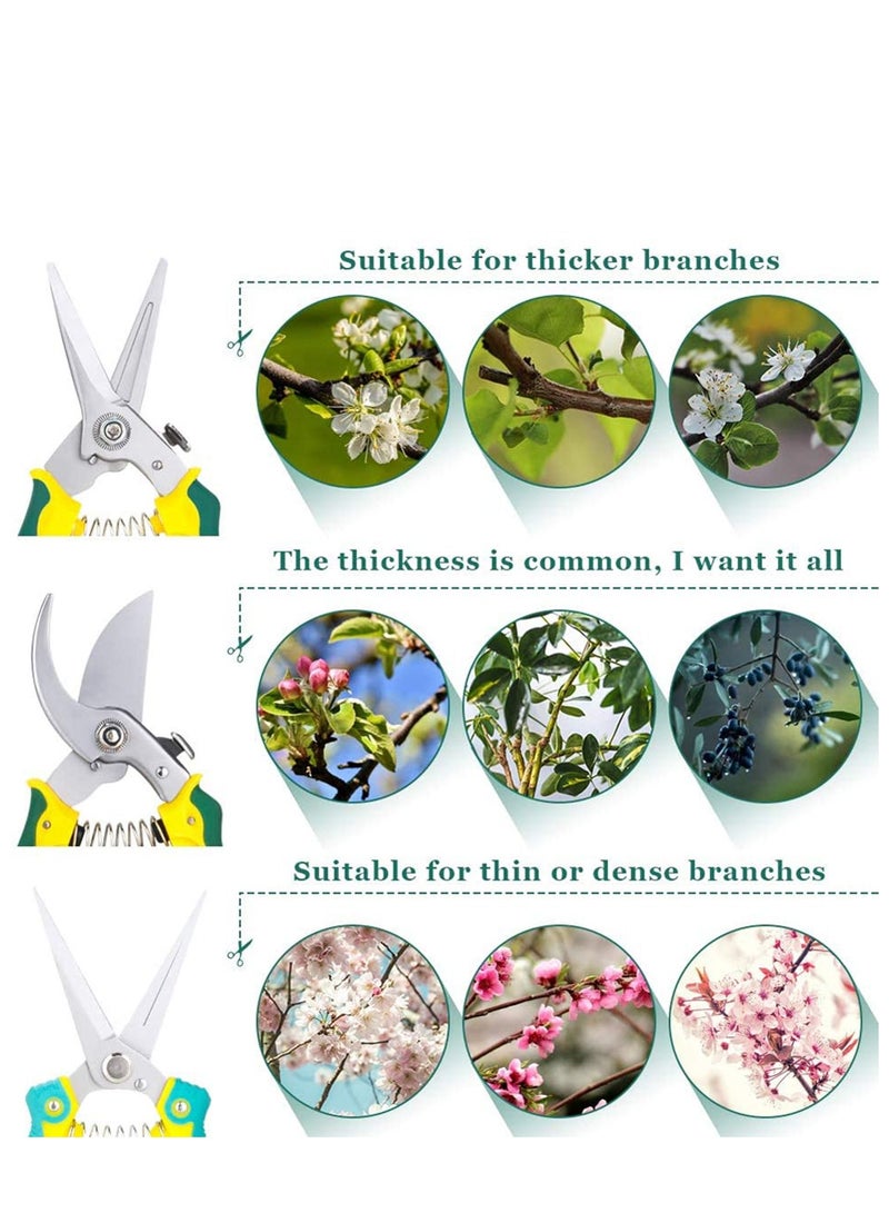 KASTWAVE Pruning Shears, 3 Pack Ergonomic Garden Secateurs Set - Gardening Scissors with Stainless Steel Blade, Locking Mechanism for Branches, Flowers, Rose, Fruit, Plants, - Image 5