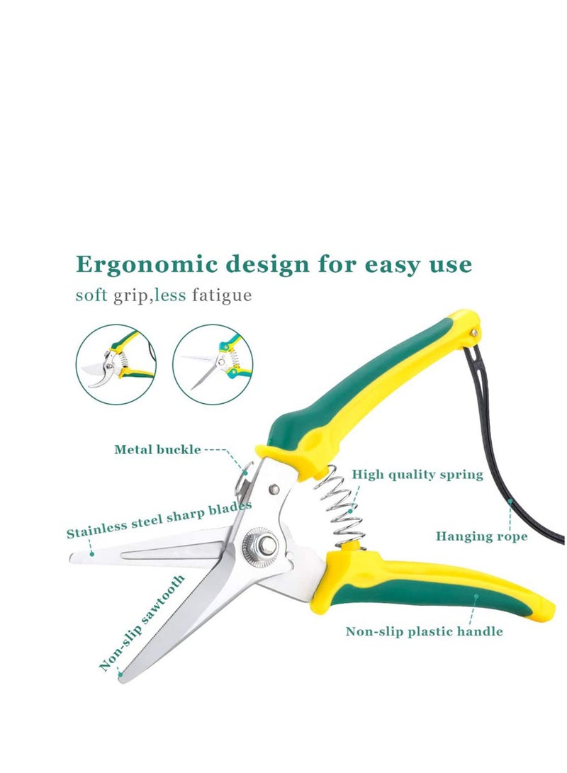 KASTWAVE Pruning Shears, 3 Pack Ergonomic Garden Secateurs Set - Gardening Scissors with Stainless Steel Blade, Locking Mechanism for Branches, Flowers, Rose, Fruit, Plants, - Image 3