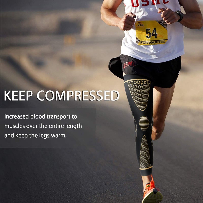 SKDK Full Leg Sleeves Long Compression Leg Sleeve Knee Sleeves Protect Leg, for Man Women Basketball, Arthritis Cycling Sport Football, Reduce Varicose Veins and Swelling of Legs - Image 2