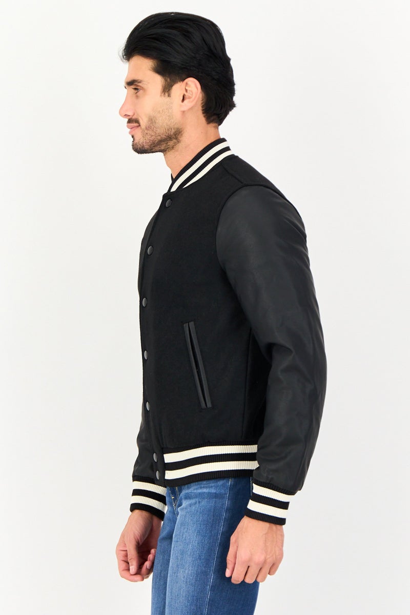 Celio Men Plain Bomber Jacket, Black - Image 4