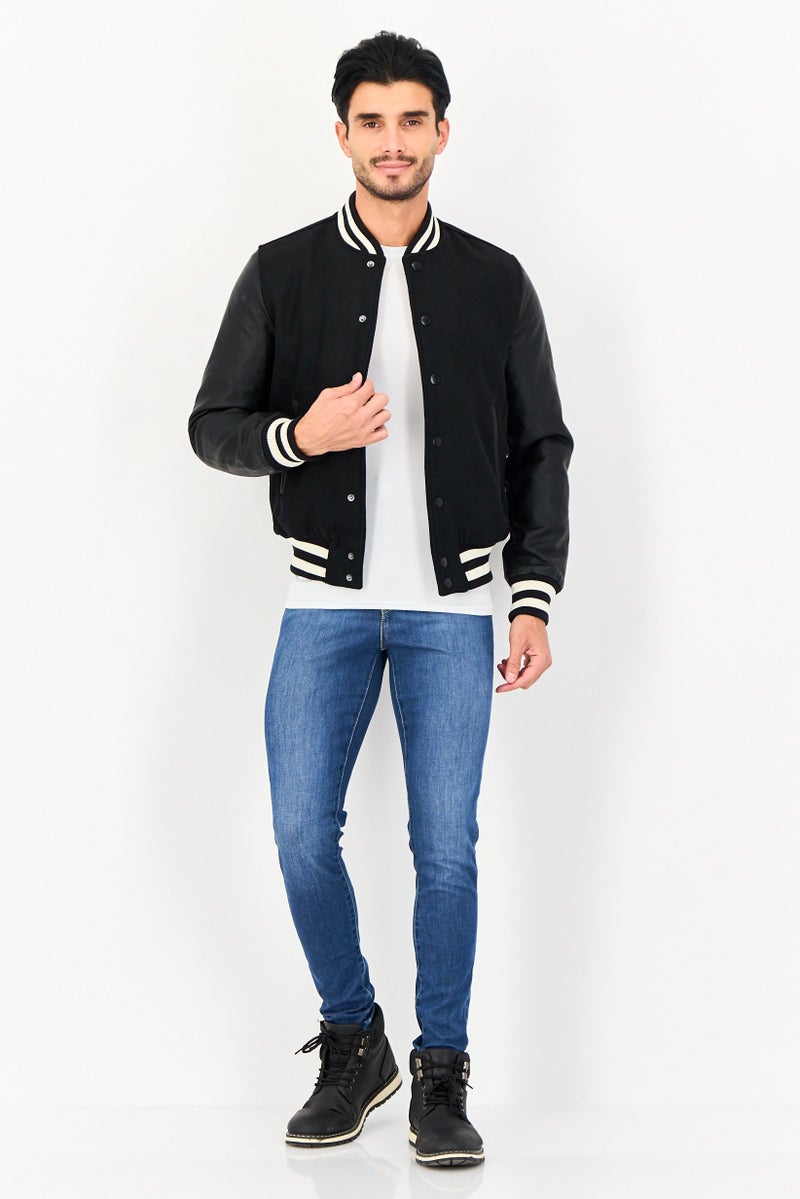 Celio Men Plain Bomber Jacket, Black - Image 3