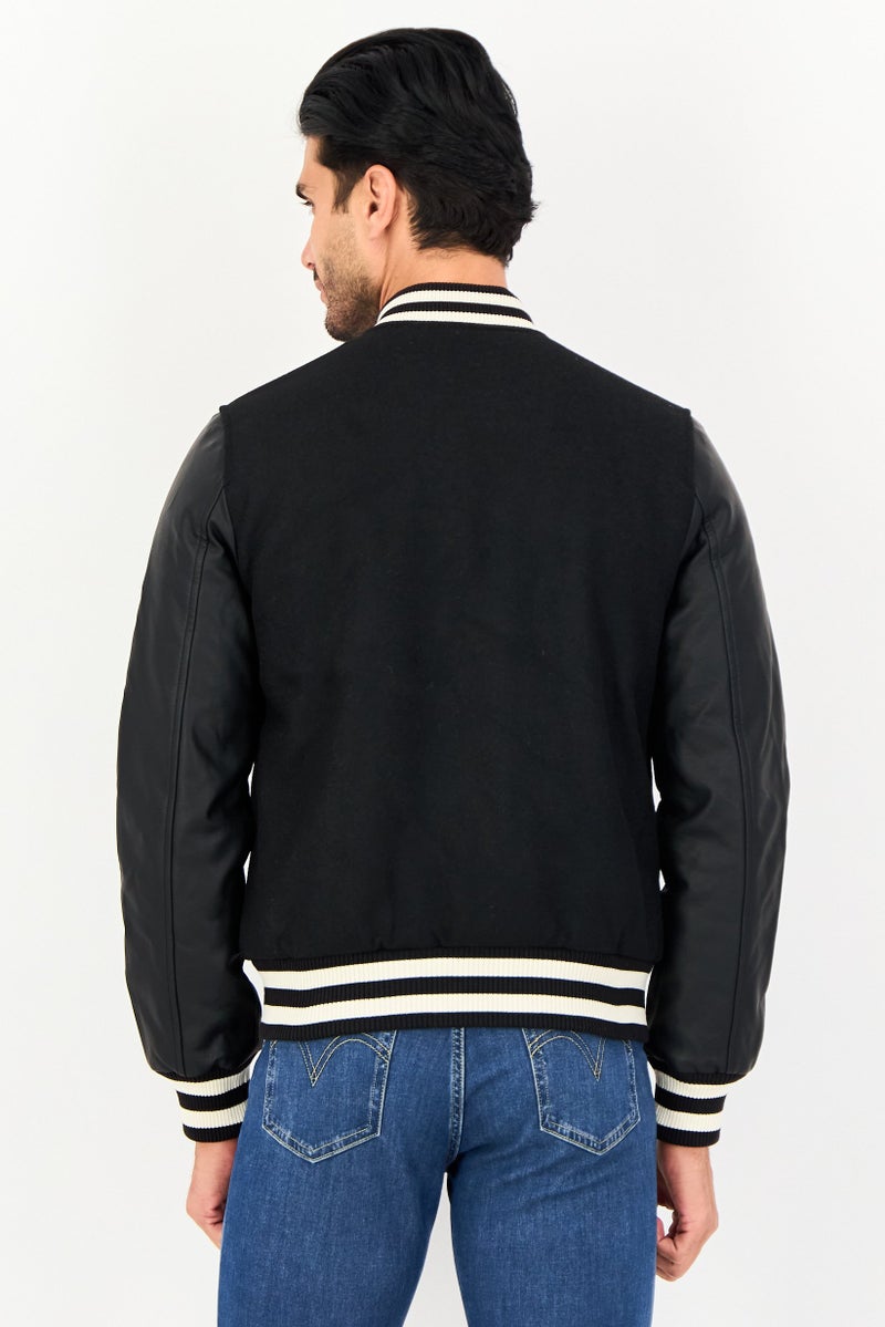 Celio Men Plain Bomber Jacket, Black - Image 2