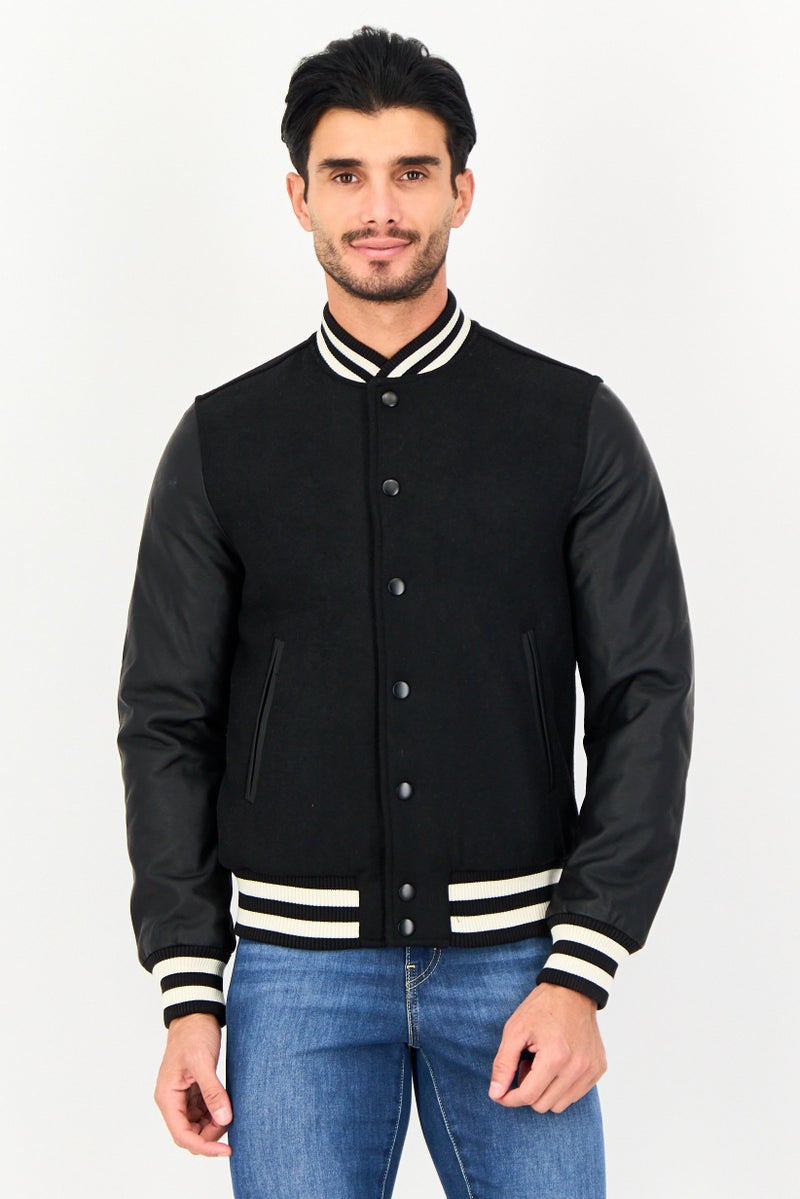 Celio Men Plain Bomber Jacket, Black - Image 1