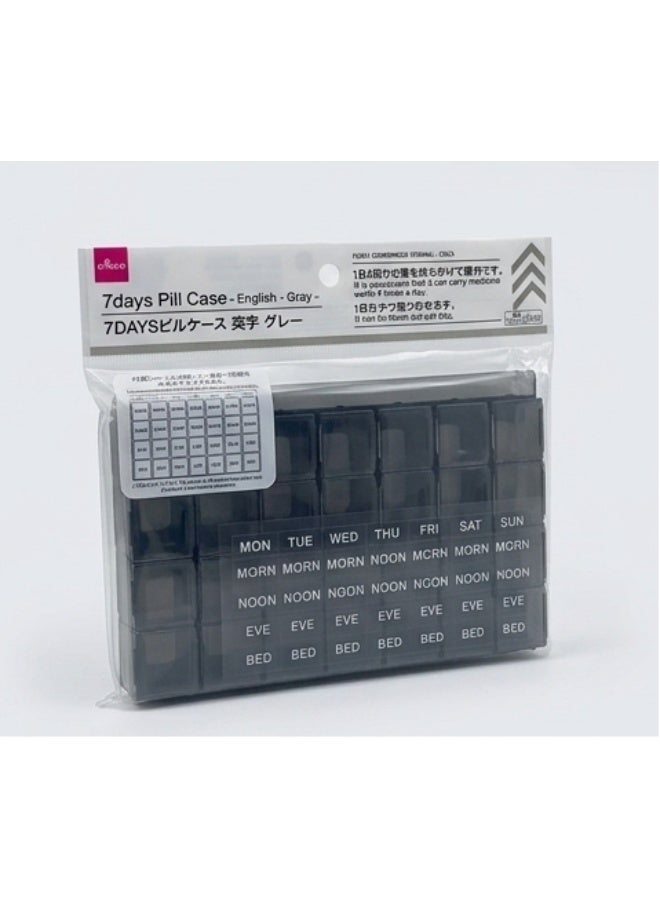 DAISO 7-Day Pill Case - Grey & Black Weekly Medication Organizer with 28 Compartments - Image 3