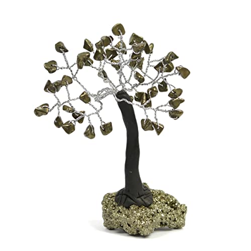 Crystu Natural Pyrite Tree, Pyrite Crystal Tree, Pyrite Stone Tree, Pyrite Chips Tree With Pyrite Raw, Golden Pyrite Crystal Tree, Original Pyrite Stone Tree For Money Showpiece, 9 cm - Image 5
