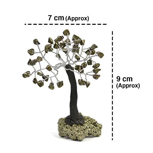 Crystu Natural Pyrite Tree, Pyrite Crystal Tree, Pyrite Stone Tree, Pyrite Chips Tree With Pyrite Raw, Golden Pyrite Crystal Tree, Original Pyrite Stone Tree For Money Showpiece, 9 cm - Image 3